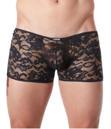 Boxer noir en fine dentelle avec légère transparence - LM706-67BLK